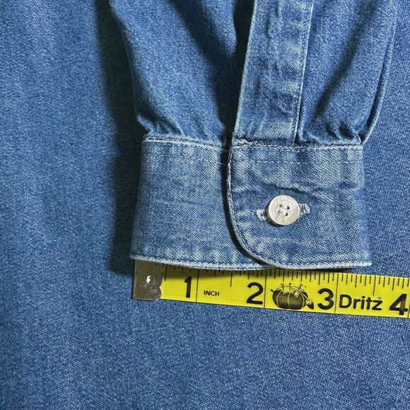 Vtg 70s 80s Ralph Lauren Silver Speckle Western Denim Shirt Mens M L - Picture 5 of 12